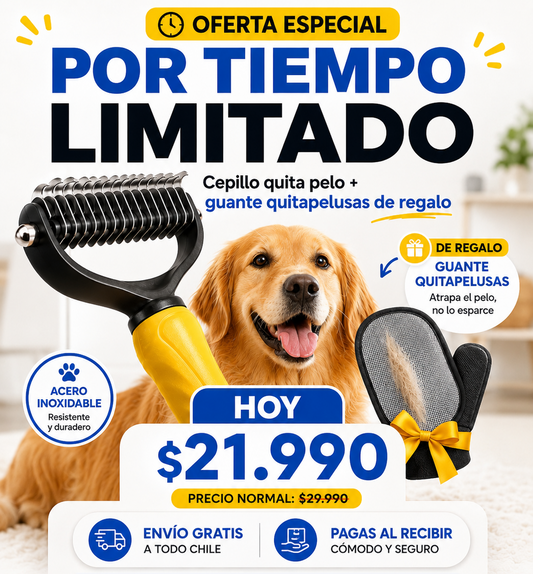 Cepillo MudaPro™ Desenreda y Saca Pelo Suelto + Guante Quita Pelos 🎁